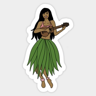 This Beautiful Hawaiian Lady playing the ukulele Sticker